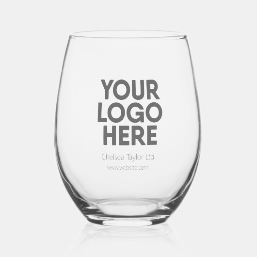 会社パーソナライズされた名ロゴ ステムなしワイングラス (正面)
