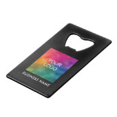 会社ビジネスロゴQRコードURLカスタムテンプレート クレジットカード栓抜き (正面アングル)