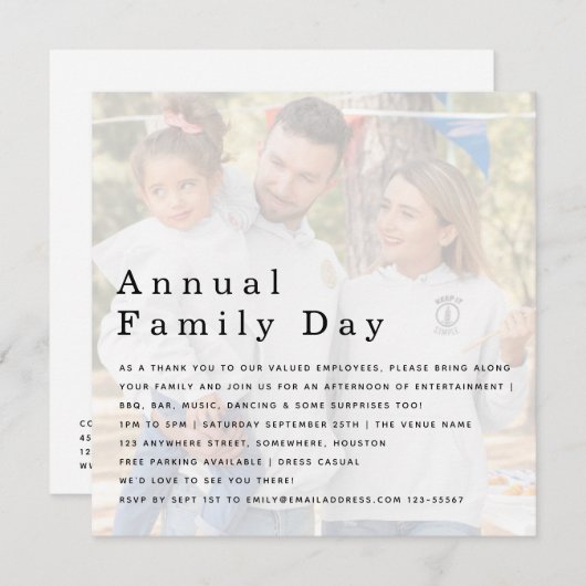 会社ファミリーデイビジネスロゴ写真招待状 招待状 (正面/裏面)
