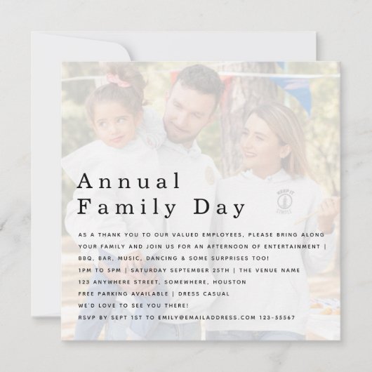 会社ファミリーデイビジネスロゴ写真招待状 招待状 (正面)