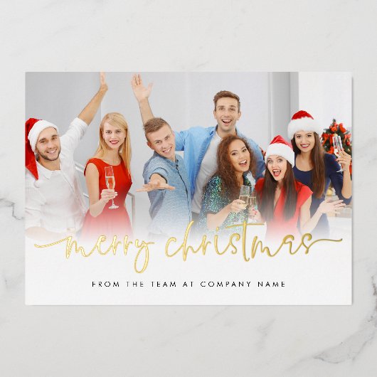 会社フェスティバル写真ロゴQRコードメリークリスマス 箔シーズンカード (正面)