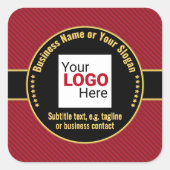 会社ブラック、金ゴールド、赤 – プロフェッショナル印象 スクエアシール (正面)