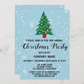 会社ホリデークリスマスパーティーツリーブルースノー 招待状 (正面/裏面)