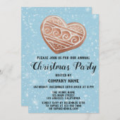 会社ホリデークリスマスパーティーハートブルースノー 招待状 (正面/裏面)