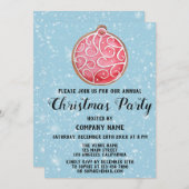 会社ホリデークリスマスパーティーレッドボールブルースノー 招待状 (正面/裏面)