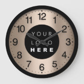 会社ミニマリズムアイボリーバラカスタムロゴ ラージ壁時計 (正面)