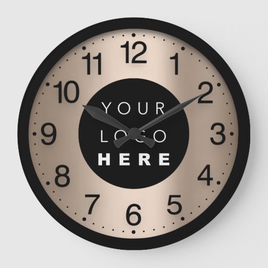 会社ミニマリズムアイボリーバラカスタムロゴ ラージ壁時計 (正面)