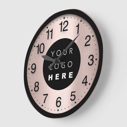 会社ミニマリズムバラ赤面カスタムロゴ ラージ壁時計 (傾斜)