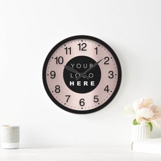 会社ミニマリズムバラ赤面カスタムロゴ ラージ壁時計 (ホーム)