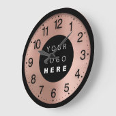 会社ミニマリズムバラ赤面ドリップスロゴ ラージ壁時計 (傾斜)