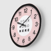 会社ミニマリズム黒バラカスタムロゴ ラージ壁時計 (傾斜)