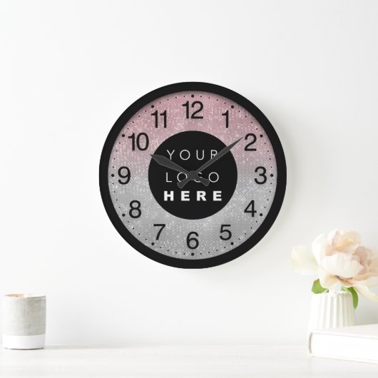 会社ミニマルカスタムリズムのロゴグレーバラ ラージ壁時計 (ホーム)