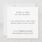 会社ミニマルブランドのロゴありがとう5.25x5.25 ノートカード (裏面)