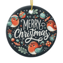 会社メリークリスマスロビンズメッセージカード