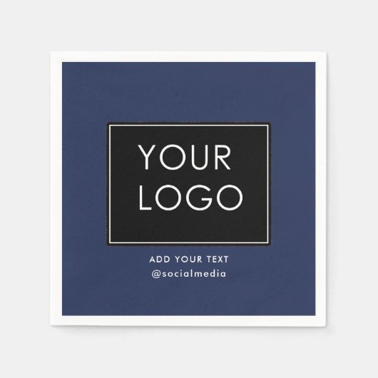会社モダンのビジ企業のネスロゴ青 スタンダードカクテルナプキン (正面)