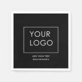会社モダンのビジ企業のネスロゴ黒 スタンダードカクテルナプキン (正面)