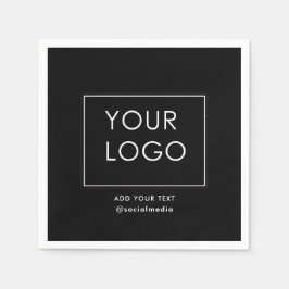 会社モダンのビジ企業のネスロゴ黒 スタンダードカクテルナプキン