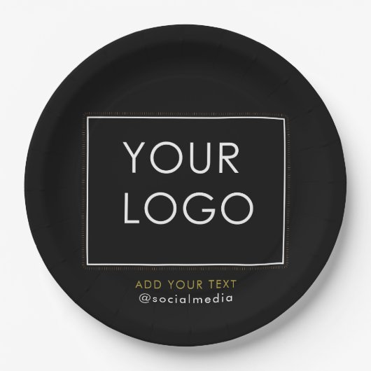 会社モダンのビジ企業のネスロゴ黒 ペーパープレート (正面)
