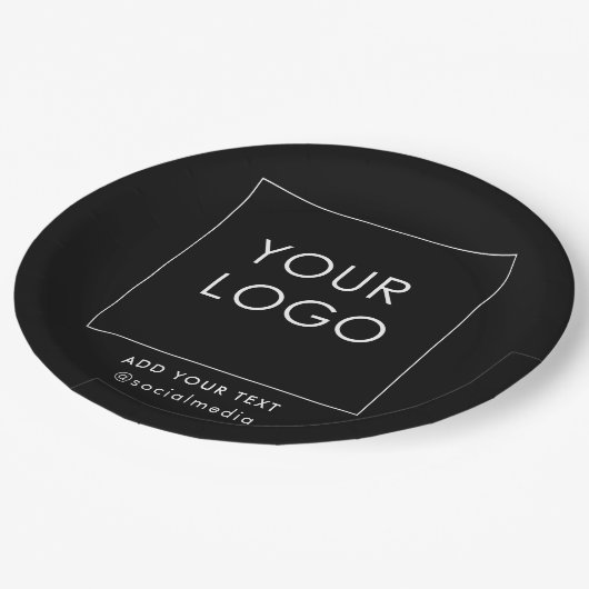 会社モダンのビジ企業のネスロゴ黒 ペーパープレート (アングル)