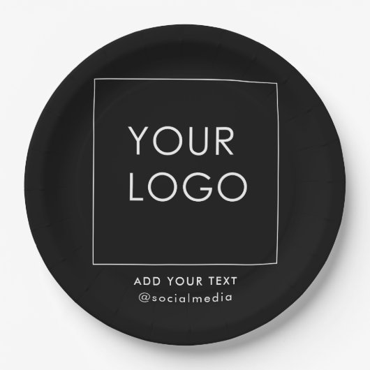 会社モダンのビジ企業のネスロゴ黒 ペーパープレート (正面)
