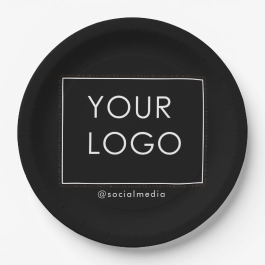 会社モダンのビジ企業のネスロゴ黒 ペーパープレート (正面)