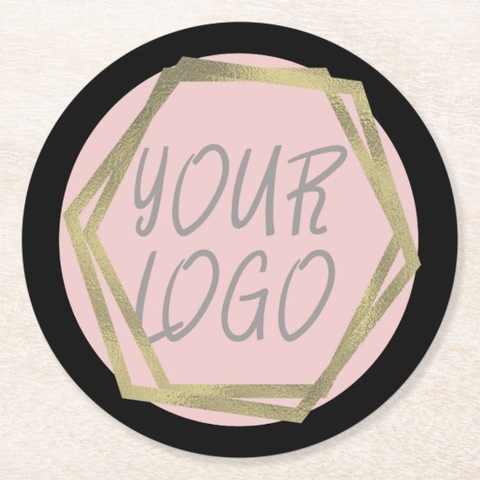 会社モダンの企業のブランディングロゴ ラウンドペーパーコースター (正面)