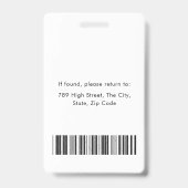 会社モダンの写真IDバーコードカード従業員 バッジ (Back)