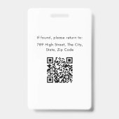 会社モダンの写真ID QRコードカード従業員 バッジ (裏面)