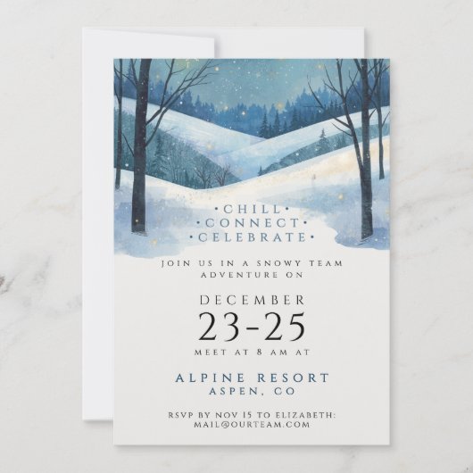 会社モダンブルーマウンテンゲタウェイウォーター色 招待状 (正面)