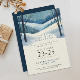 会社モダンブルーマウンテンゲタウェイウォーター色 招待状