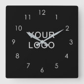会社モダンプロフェッショナルロゴ黒 スクエア壁時計 (正面)
