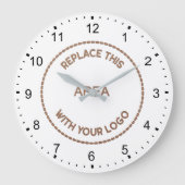 会社モダンロゴの白いワークスペース装飾 ラージ壁時計 (正面)