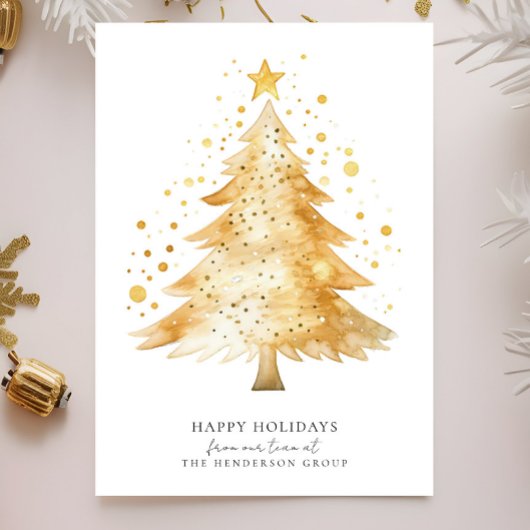 会社モダンロゴハッピーホリデーズクリスマスツリー シーズンカード