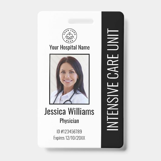 会社モダンロゴフォトブラック従業員ID バッジ (正面)