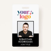 会社モダンロゴフォトブラックID バッジ (正面)