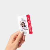 会社モダンロゴ赤社員ID バッジ (手持ち)