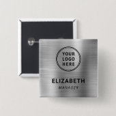 会社モダンロゴ銀名タグ 缶バッジ (正面&裏面)