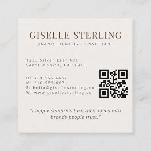 会社モダン名ミニマルビジネス写真 スクエア名刺 (裏面)