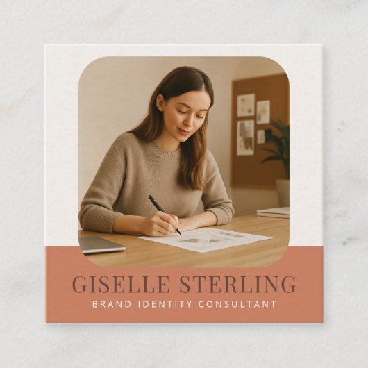 会社モダン名ミニマルビジネス写真 スクエア名刺 (正面)