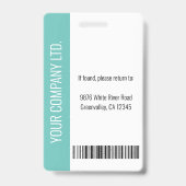 会社モダン従業員の写真ロゴ名ティール（緑がかった色）ID バッジ (裏面)