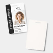 会社モダン従業員の写真ロゴ名ブラックID バッジ (正面＆裏面)