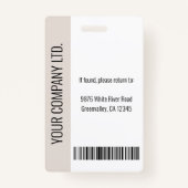 会社モダン従業員の写真ロゴ名ベージュID バッジ (裏面)