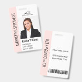 会社モダン従業員の写真ロゴ名赤面ID バッジ (正面&裏面)