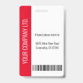会社モダン従業員の写真ロゴ名Red ID バッジ (裏面)