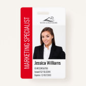 会社モダン従業員の写真ロゴ名Red ID バッジ (正面)