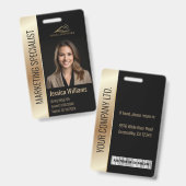 会社モダン社員フォトロゴ黒金ゴールド バッジ (表裏)