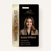 会社モダン社員フォトロゴ黒金ゴールド バッジ (正面)