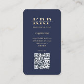 会社モダン金ゴールドモノグラムダークブルー 名刺 (裏面)
