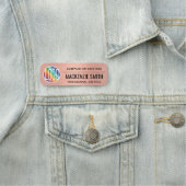 会社ロゴつや消しピンクカラープラスチック従業員 名札 (インサイチュ)