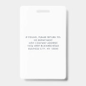 会社ロゴとビジネスバーコードビジターID バッジ (裏面)